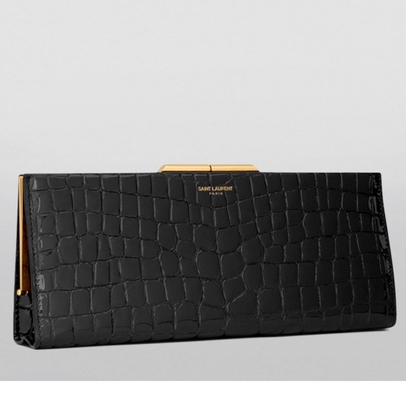 Saint Laurent midnight croc effect leather clutch - Picture 3 of 10